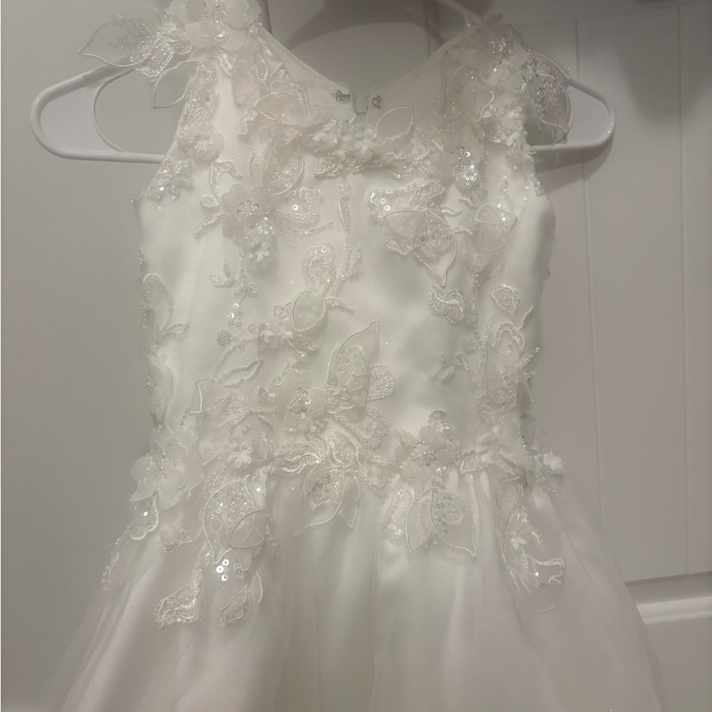 Elegant White Floral Kids Dress